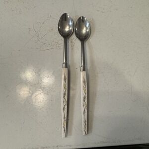2 pc Vintage EPIC stainless Iced Tea Sooon Japan pine cone Pattern ‎ HTF Rare